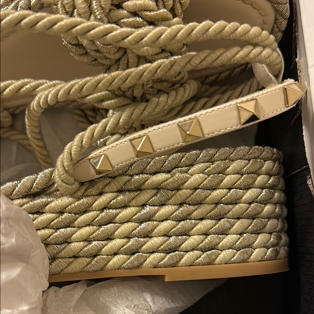 Valentino Cream Rockstud Sandals - Picture 7 of 9